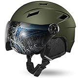 Odoland Erwachsene Skihelm Skihelm mit Visier, Leichter Race-Helm mit Helmvisier für Männer und Frauen, Snowboardhelm