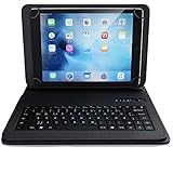 CSL - Bluetooth Tastatur mit Schutzhülle für 9-12 Zoll Tablets - magnetische Befestigung - Lightweight Design - Multimedia Funktionstasten - QWERTZ Layout
