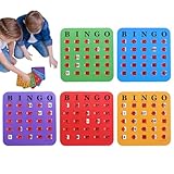 Bingo-Karte - Bingo-Karton-Partyspiele, World Game Night Set Spiel mit Shutter Sliders, Spaß Denken Fingerspitzen-Spiele für Zuhause, Schule, mit 4 Packungen Quick Dry Colorful