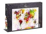 Ulmer Puzzleschmiede - Puzzle „Bunte Welt“ - Klassisches 1000 Teile Puzzle – Modernes Puzzlemotiv mit origineller Farben-Inszenierung der Weltkarte