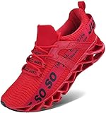 Wonesion Herren Fitness Laufschuhe Atmungsaktiv rutschfeste Mode Sneaker Sportschuhe,5 Rot,45 EU