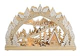LED Holz Schwibbogen 45x28 cm - Motiv Kinder im Winterwald - Lichterbogen Fensterdeko beleuchtet