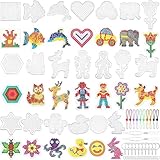 KELAV 20 Stück Bügelperlen Platten Set, 5mm Bügelperlen Steckplatten Vorlagen, Transparente Tier Bügelperle Schablonen, Basteln Steckplatten DIY für Kinder Geschenk Jungs Mädchen