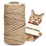MDDK DY Sisalseil für Kratzbaum, 5 mm X 60 m Natur Sisalseil, Kratzsäule Hanfseil, Kratzseil Katzenzubehör, kratzbaum Seil, Sisal Schnur Dekoration