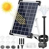 Solar Teichpumpe 5W, 250L/h Solar Springbrunnen, Solar Brunnenpumpen mit 1M Wasserleitung DIY, 9 Düsen, 3,25M Kabellänge, Solar Wasserpumpe, für Garten Teich Brunnen Wasserfall Pool