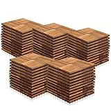 Vigevee Holzfliesen aus Akazien Holz 30x30cm,Holzfliesen für Balkon,12 Latten Fliese 5m²,Balkon Bodenbelag,Holzfliesen Balkon,Bodenfliesen für Terrassen und Balkon (55 Stück)