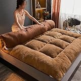 KCCRHIN Dicke Weiche Futon-Matratze Futon-Bodenmatratze Japanische Verdickte Faltbare Bettmatratze Weiche Bettmatratze Isomatte Tragbare Matratze Für Schlafzimmer Gästezimmer,Kaffee,180*200cm/71*79in