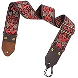 Kisangel Gitarrengurt Gurtschlösser Gitarre akustisch Akustikgitarre bestickt schultergurt gitarre ersatzgurt gestickter Musterriemen gitarren tragegurt Gurte für Bassgitarren Nylon