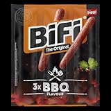 BiFi BBQ - 16er Pack (16 x 60g) - BBQ-Salami Sticks - Würziger Wurstsnack To Go - Geräuchert über Buchenholz - Optimal für unterwegs, im Büro oder nach dem Sport - mit rauchigem Barbecue-Geschmack
