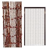 Hölzern Perlenvorhang Türvorhang Holzperlenvorhang Wood, Hängender Teilervorhang Dekovorhang für Schlafzimmer，Wohnzimmer，Wandschrank， Balkontür，Wohnzimmer ( Color : 1 , Size : 90x200cm(52Strands) )