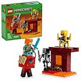 LEGO Minecraft Das Lava-Duell im Nether - Interaktives Spielzeug mit Alex Figur, Skelett, Lohe und Schreiter - Gamer Spielset - Gaming Geschenk für Jungen und Mädchen ab 6 Jahren - 21266