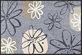 Erwin Müller Fußmatte Koblenz, Schmutzfangmatte, Fußabtreter rutschhemmend, Blumenmotiv - robust, langlebig, pflegeleicht, für Fußbodenheizung geeignet - grau/braun Größe 40x60 cm