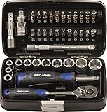 Projahn Mini Steckschlüssel und Bit-Box 38-tlg. (kompaktes Set mit verschiedenen Steckschlüssel, farbcodierten Bits: Schlitz, Kreuzschlitz, Torx, passend für nahezu jede Anwendung, Werkzeugbox) 394072