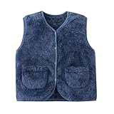 DACONGMING Teddy Weste Kinder Fleeceweste Jungen Mädchen Ärmellos Fleecejacke V-Ausschnitt Teddyfleece Winter Warm Vest Outdoor Winterjacke Plüschweste Mädchen Übergangsjacke mit Tasche