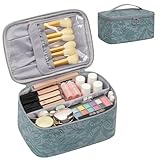 Kosmetiktasche Damen, Kulturtasche Reise Kulturbeutel Damen Groß Make Up Tasche Schminktasche Kosmetikkoffer Cosmetic Bag mit Griff und Teiler