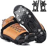 HONYAO Steigeisen, Grödel Steigeisen für Bergschuhe Wanderschuhe, Spikes Schuhe für Mann Frau, Edelstahl Anti-Rutsch Schuhspikes für Gehen Wandern Trekking Eisfischen Winter Outdoor, M