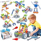10 in 1 Konstruktionsspielzeug Geschenke für Kinder 4 5 6 7 8 Jahre Jungen, Kinder Bausteine Bauspielzeug Set mit Aufbewahrungsbox, STEM Bauklötze Lernspielzeug für Jungen Mädchen Kinder