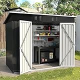 UDPATIO Metall Gartenhaus mit 5 m³ - 246 x 121 x 181 cm für den Außenbereich, Geräteschuppen, Fahrradgarage, Verzinkter Stahl mit Abschließbarer Tür für Hinterhof,Dunkelgrau