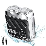 Mini Rasierer Herren, Bestcool Elektrorasierer NassTrockenrasierer für Glatzen kabelloser USB Rotationsrasierer Pflegeset Travel ShaverWeihnachtsgeschenk für Männer Kopf, Gesicht, Haut