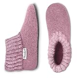 Ehrenkind® Gemütliche Kinder-Hausschuhe aus reiner Schurwolle – Rutschfest, atmungsaktiv & temperaturregulierend | Hüttenhausschuhe | Hüttenschuhe Kinder | Hüttenschuhe | Altrosa Gr. 25