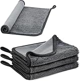 Yizhet 3 Stück Trockentuch Dusche 600GSM, Fast Dry Trockentuch, Microfaser Putztuch für Badezimmer, Kompaktes Geschirrtuch für Dusche, Küche, Auto & Haushalt Schnelltrocknend(Schwarz, 30x40cm)