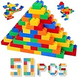 HIUME Große Klassische Bausteine-Set, 50 Teile Steine in 5 Farben, Kompatibel mit Duplo und Top-Marken Baustein - Ideal für Kinder ab 2, 3, 4, 5 Jahren.