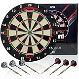 Professionelle Regulierung Borsten Dartscheibe Set: Hochwertiges komprimiertes Sisal Dartboard Set mit Druckzahlen und klammerfreiem Bullseye, Dartboard geeignet für Erwachsene in Party/Wettkampf/Bar