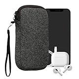 kwmobile Handytasche für Smartphones XL - 6,7/6,8' - Neopren Handy Hülle Anthrazit Weiß - Handy Tasche 17,2 x 8,4 cm Innenmaße