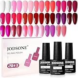 JODSONE 23 STÜCKE Glitter Gel Polish mit Soak Off Base Coat Matter und Glossy Top Coat Glitter Red Pink Color High Shine und Fashion Gel Nagellack Kit