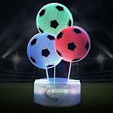 ZWOOS Ein Fußball Lampe – 3D Illusion Nachtlicht - LED Fußball Licht mit Fernbedienung - 16 Farben - 4 Beleuchtungsmodi