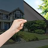 OFHome Fensterfolie Blickdicht von Aussen, tönungsfolie selbstklebend Spiegelfolie scheibentönungsfolie, Sichtschutz Sonnenschutzfolie mit Kleber, Thermofolie Fenster Gegen hitze, Schwarz, 40x200cm
