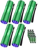 Sunloy Schwarzlicht-UV-Taschenlampe, 9 LEDs, 395 nm, UV-Schwarzlicht-Taschenlampe, Mini-Hand-Taschenlampe, Haustier-Urin-Detektor für Hunde/Katzen-Urin, trockene Flecken (15 x AAA-Batterien (grün), 5
