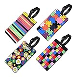 Vicloon Kofferanhänger,4 Stück Gepäckanhänger, Bunte Koffer Tags aus Silikon,Adressschild Namensschilder,wasserdichte Tags Identifizierung von Gepäck und Koffer auf Reisen
