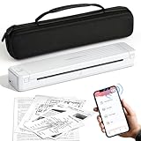 PhoFuta Mobiler Drucker - Bluetooth Drucker Klein für Handy Tragbarer Drucker, Upgraded 300dpi Unterstützt Mehreren Größen Kopierpapier und Thermopapier, Mobiler Drucker A4 für Unterwegs und Reise