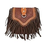 Schultertasche, Umhängetasche, Troddelbeutel,Fashion Fransen Damentasche Beutel Taschen PU Wildleder mit Reissverschluss