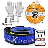 Kiwan Abschleppseil Offroad Zubehör Set 10 Tonnen, 5M x 5CM – Geprüfte Qualität – Reißfester Bergungsgurt für Wohnmobil, Auto, LKW, Pkw – Notfall Abschleppseil für Geländefahrzeuge.