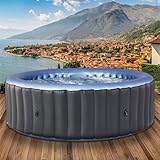 BRAST® Whirlpool aufblasbar MSpa Bergen für 4-8 Personen | viele Größen Ø180-224cm | In- Outdoor Pool | Ganzjähriger Einsatz | bis zu 144 Massagedüsen | Stromsparend inkl. Energiespar-Timer | Bergen 8
