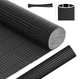 Sunula PVC Sichtschutzmatte Balkon Sichtschutz 80x500cm Doppelte Verstärkung Sichtschutzzaun Ohne Bohren mit Kabelbindern, Wasserdicht Windschutz Balkonabdeckung für Garten Terrasse, Anthrazit