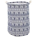 HIAKDOFT Aufbewahrungskorb aus Stoff mit Elefantenmuster Großer Wäschekorb Faltbar mit Griffen Organizer für Kleidung und Haushalt