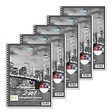 Stylex 40032-P5 - Collegeblock Duo mit Spiralbindung, DIN A4, 50 Blatt kariert und 30 Blatt liniert, 5 Stück