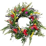 Bunte Frühlingskranz, 35 cm/40 cm, Wildblumengirlande, gemischte Blumenkränze, Türkränze für Haustür außen, Wandfensterdekoration