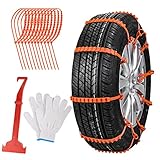 Schneeketten Auto Ninonly 12 Stück Universal Schneeketten für Auto Schneeketten Schnellmontage Anti-Rutsch-Kette für Das Auto, SUV und Kleine LKWs Reifenbreite mit 165mm-295mmm