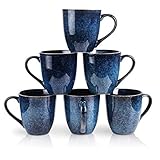 vicrays porzellan tasse 6er Set - 350 ml Becher mit henkel geschirr tassen - Blau kaffeebecher für Spülmaschine & Mikrowelle geeignet