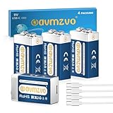 avmzvo 9V Akku, Wiederaufladbare Batterien blockbatterie 1350mAh (4 Stück) mit USB-C-Schnellladung, Hohe Leistung, für Rauchmelder, Mikrofon, Spielzeug, Multimeter