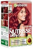 Garnier Creme Coloration, Färbung für Haare für permanente Haarfarbe mit 3 nährenden Ölen, 100% Grauabdeckung, Nutrisse, Intensiv-Rot 6.60, 1 Stück