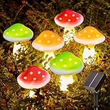Joycome Solar Lichterkette Aussen 6 LED Solar Pilze Gartendeko, 8 Modi Solar Garten Pilzlampe Wasserdicht Solarleuchten Figuren für Garten Rasen Balkon Terrassen Ostern Deko (Bunt)