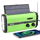 5000mAh Solar Radio, Tragbar Kurbelradio AM/FM Notfallradio mit 5000mAh Wiederaufladbar Powerbank, LED Taschenlampe & Leseleuchte SOS Alarm für Camping Ourdoor