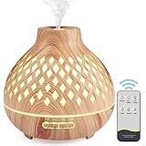 Czemo Aroma Diffuser 400ml Ultraschall Luftbefeuchter Duftöl Duftlampen Aromatherapie Diffusor mit Fernbedienung und 14 Farben LED für Yoga Büro Schlafzimmer