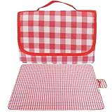 Picnic Blanket XXL 200x200cm, wasserdichte Picknickdecke Rot Kariert, Ideal für Outdoor-Aktivitäten wie Camping, Strand und Park