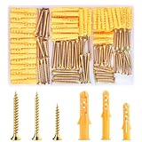 180 Stk Dübel Schraube Set (90 x Gipskartondübel, 90 x selbstschneidende Holzschrauben), M6 M8 Spreizdübel und Flachkopf Schrauben Sortiment Kit, für Trockenbau, Ziegel, Beton